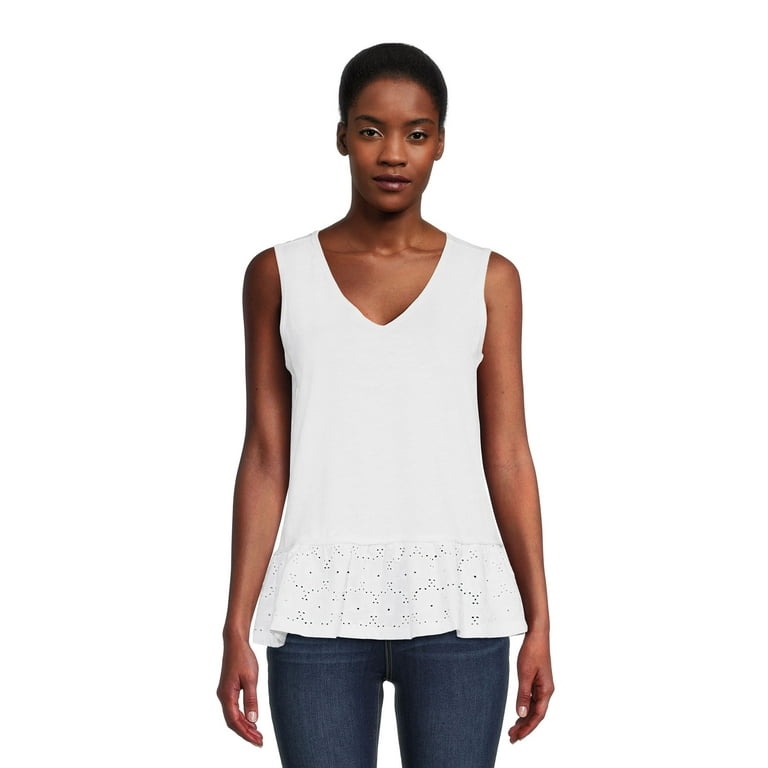 Jersey Ruffle Neck Tops  Sleeveless Ruffle Neck Tops