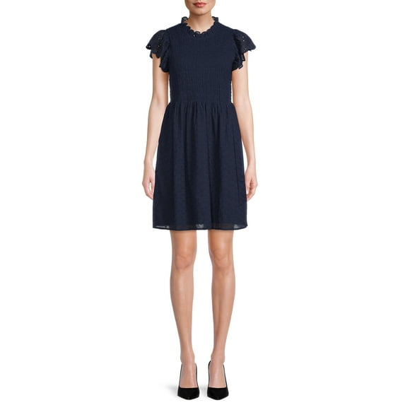 Time and Tru Women's Eyelet Smocked Dress