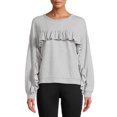 thumbnail image 1 of Time and Tru Women's Fashion Ruffle Sweatshirt, 1 of 5
