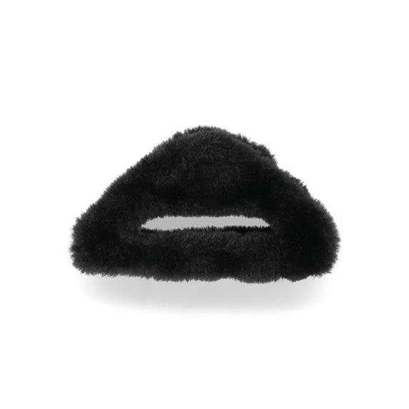 Time and Tru Women's Faux Fur Hair Claw Clip, Black