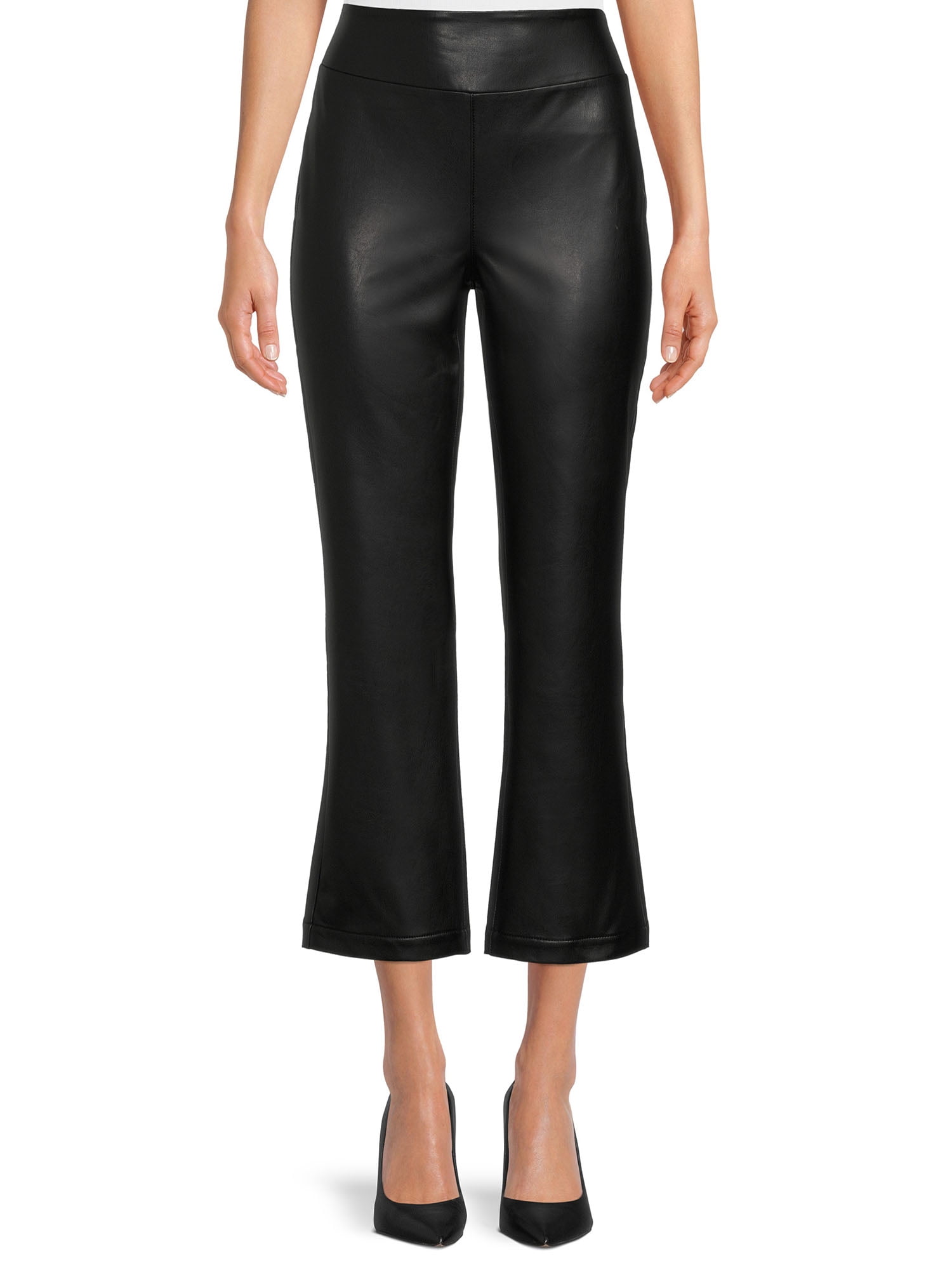 Faux leather clearance cropped flare pants