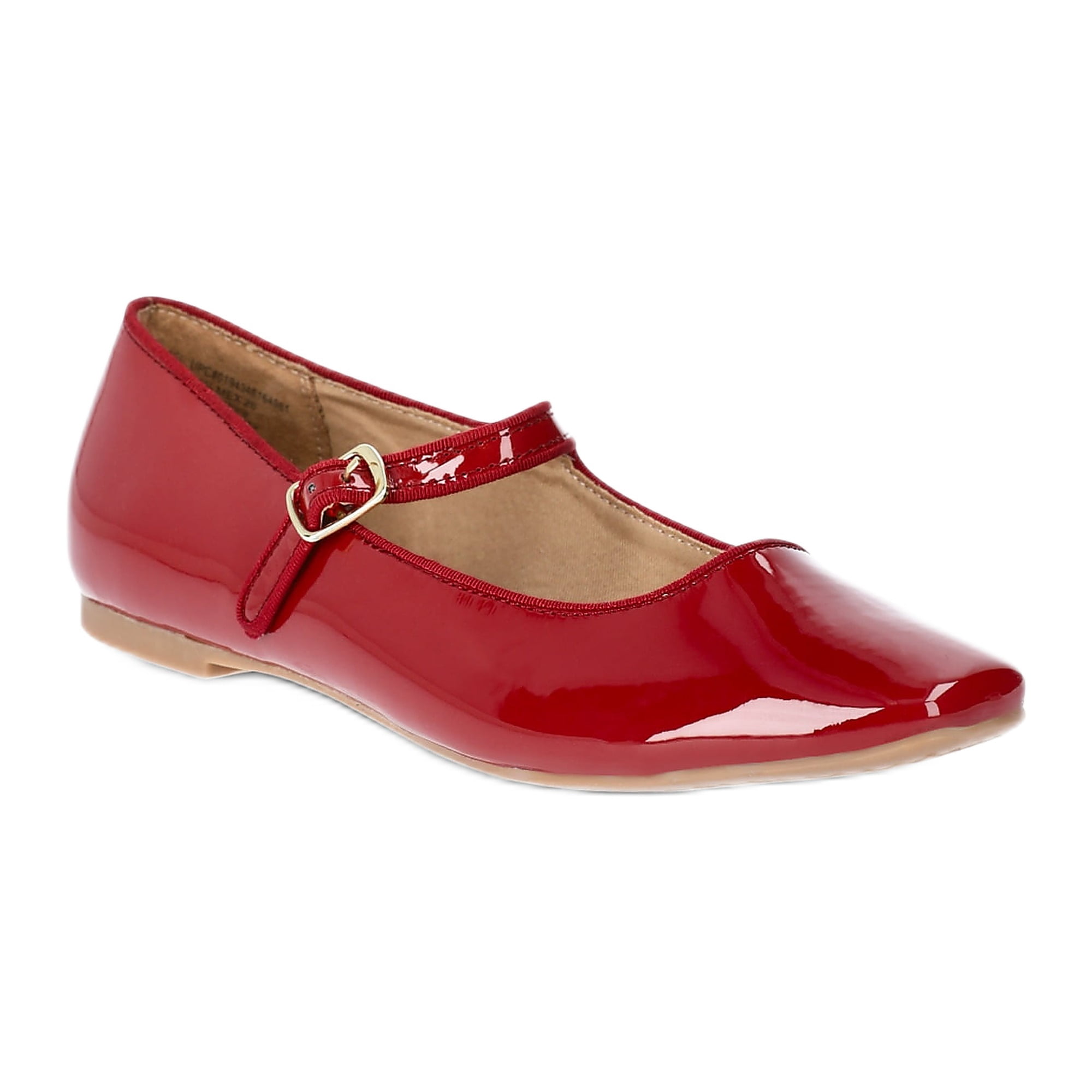 Time and Tru Women's Faux Leather Mary Jane Flats, Wide Width Available