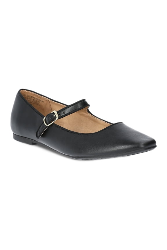Women's Faux Leather Mary Jane Flats, Wide Width Available