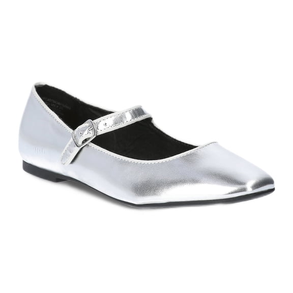 Time and Tru Women's Faux Leather Mary Jane Flats, Wide Width Available