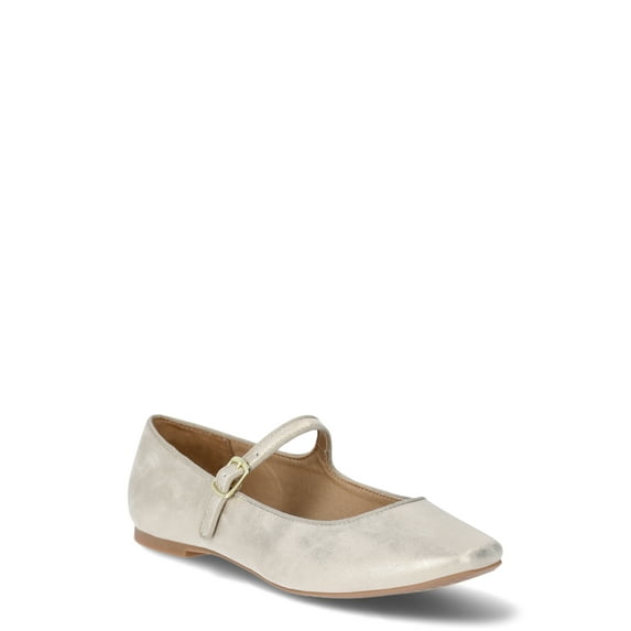 Time and Tru Women's Faux Leather Mary Jane Flats