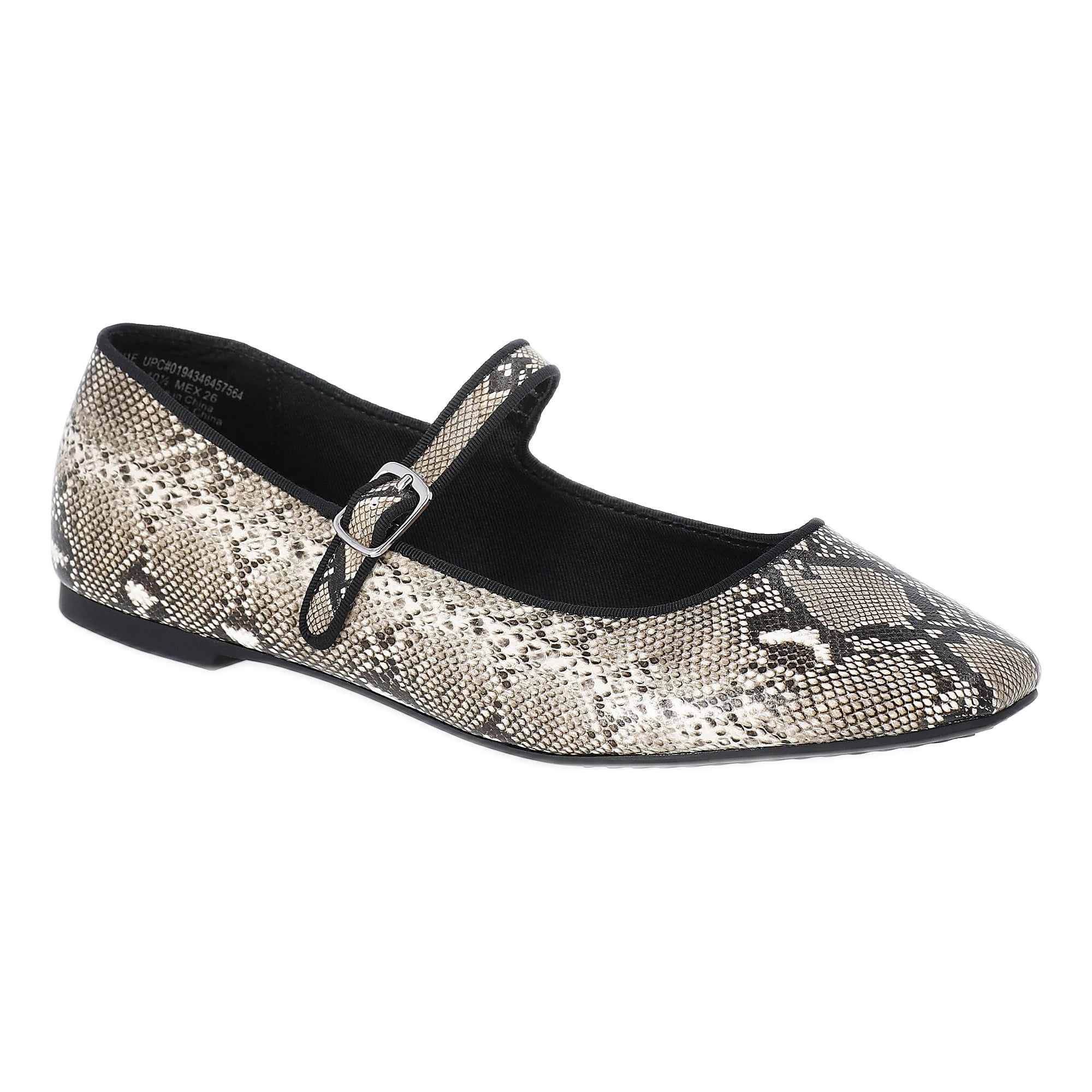 Time and Tru Women's Faux Leather Mary Jane Flats, Wide Width Available