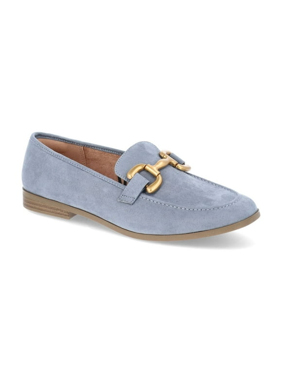 Women's Faux Leather Loafers with Buckles
