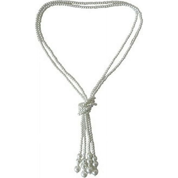 Time and Tru Women's Faux Pearl Adjustable Knot Tassel Necklace