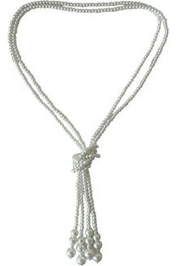 Women's Faux Pearl Adjustable Knot Tassel Necklace