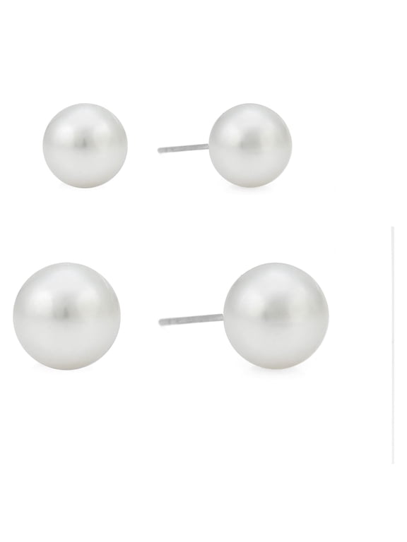 Women's Faux Pearl Stud Earring Set, 2-Piece