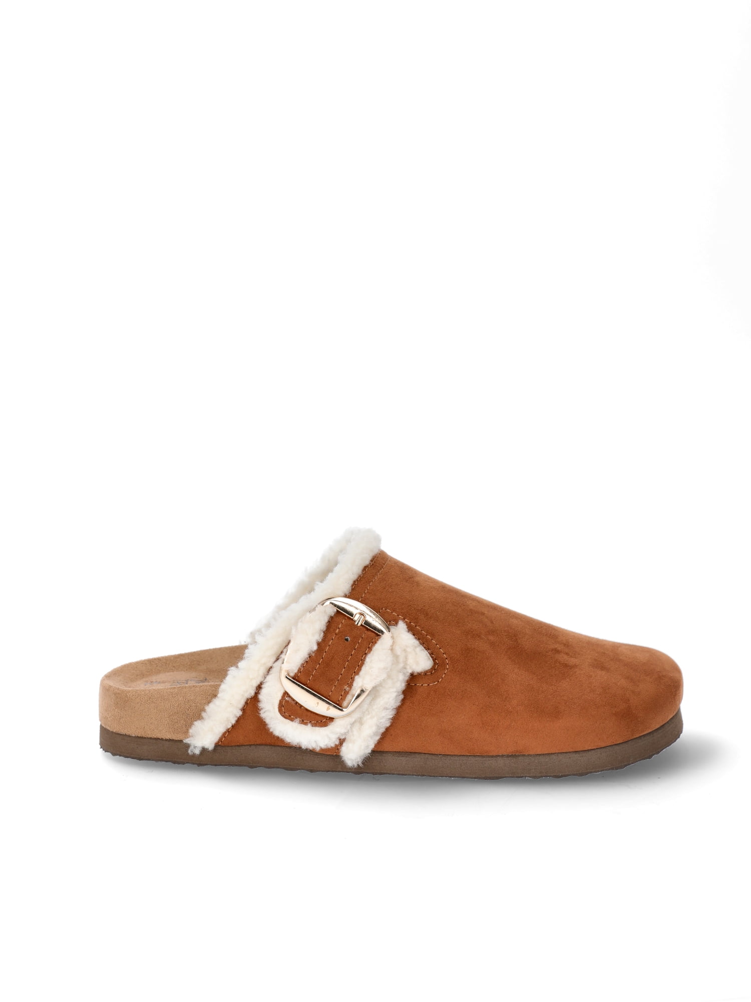 Time and Tru Women's Faux Shearling Cozy Buckle Clogs, Sizes 6-11