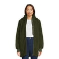 Time and Tru Women’s Faux Sherpa Jacket with Hood, Sizes S2X