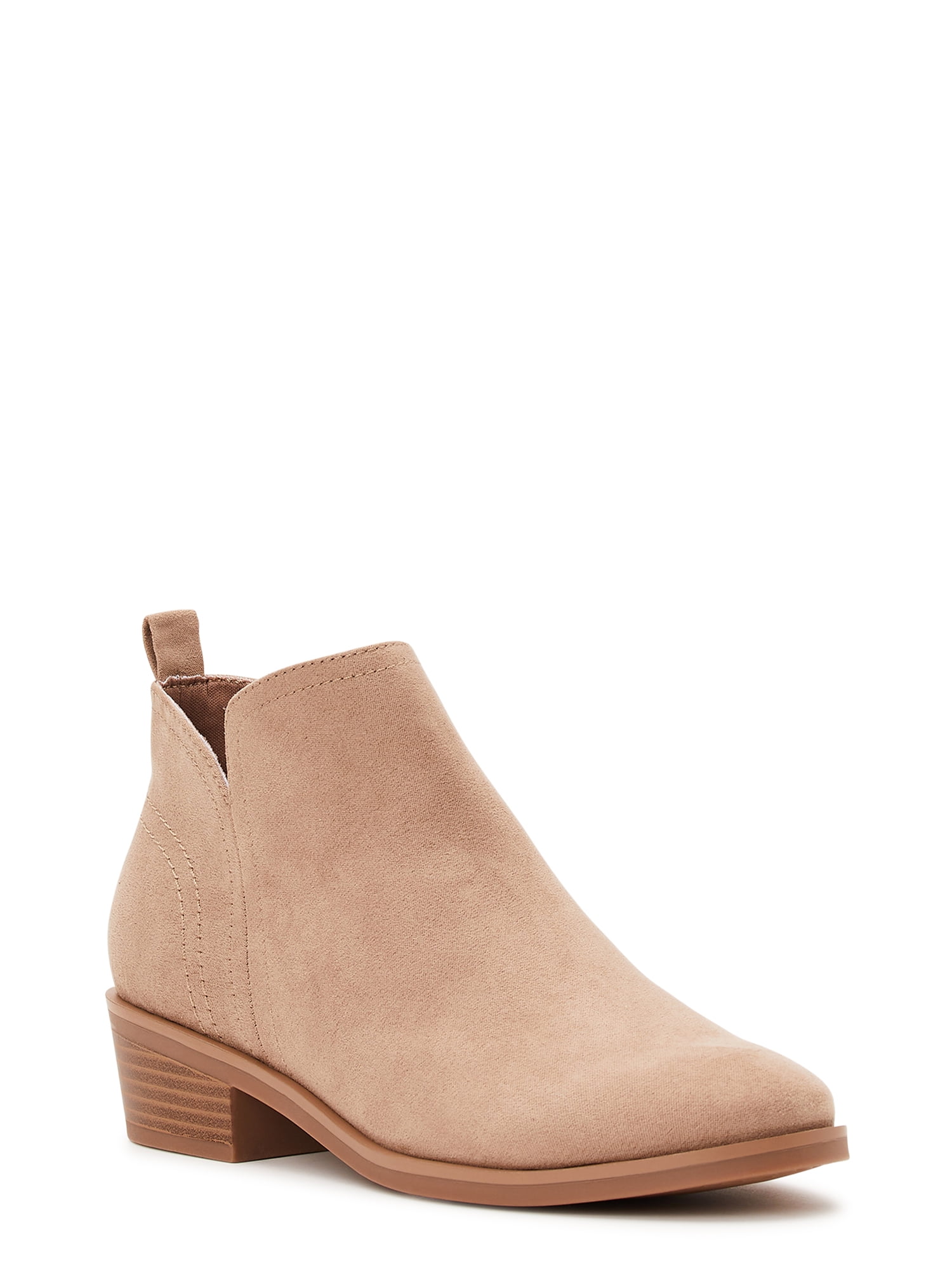 Time and Tru Women's Faux Suede Ankle Boots, Wide Width Available