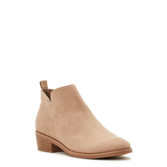 Time and Tru Women's Faux Suede Ankle Boots, Wide Width Available