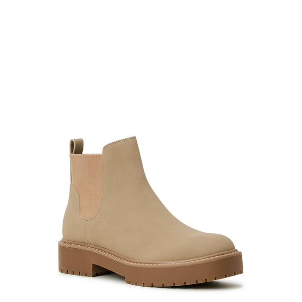 Time and Tru Women's Faux Suede Chelsea Boots with Lug Sole - Walmart.com