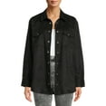 thumbnail image 1 of Time and Tru Women's Faux Suede Shacket with Snaps, Sizes XS-XXXL, 1 of 5