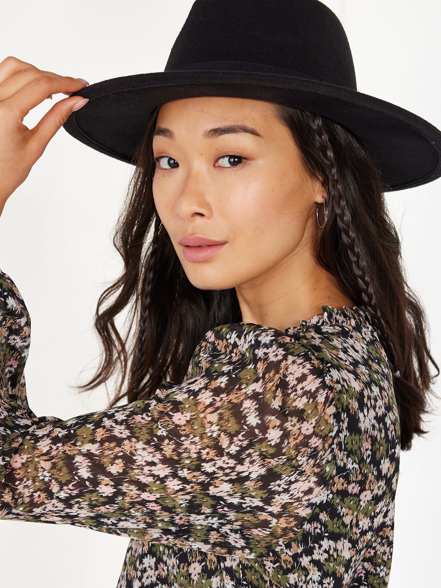 Time and Tru Women's Fedora with Black Grosgrain Ribbon