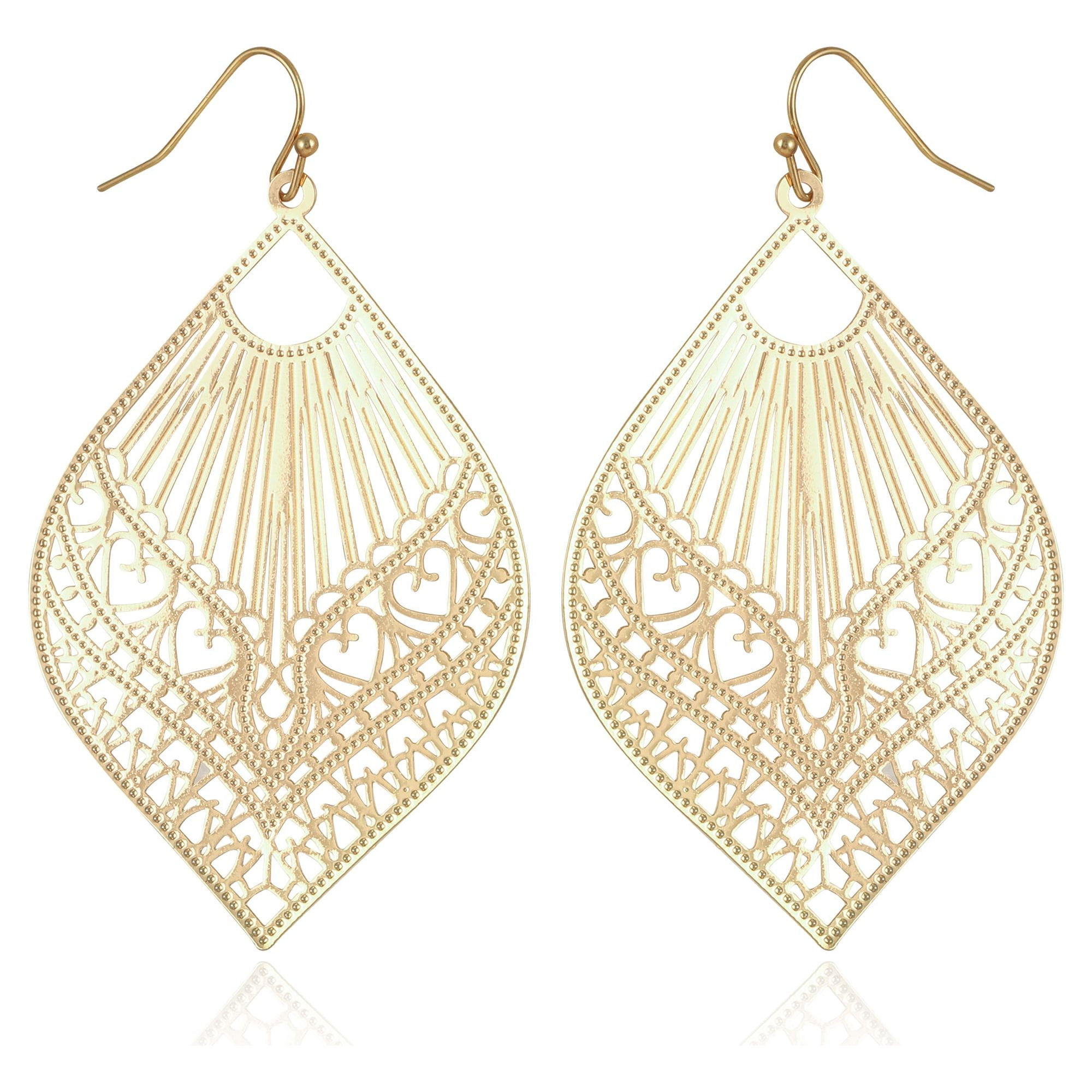 Women's Filagree Metal Boho Fishhook Basic Fashion Earrings