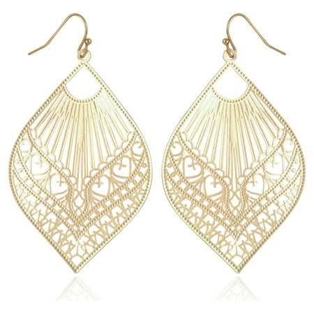 Time and Tru Women's Filagree Metal Boho Fishhook Basic Fashion Earrings