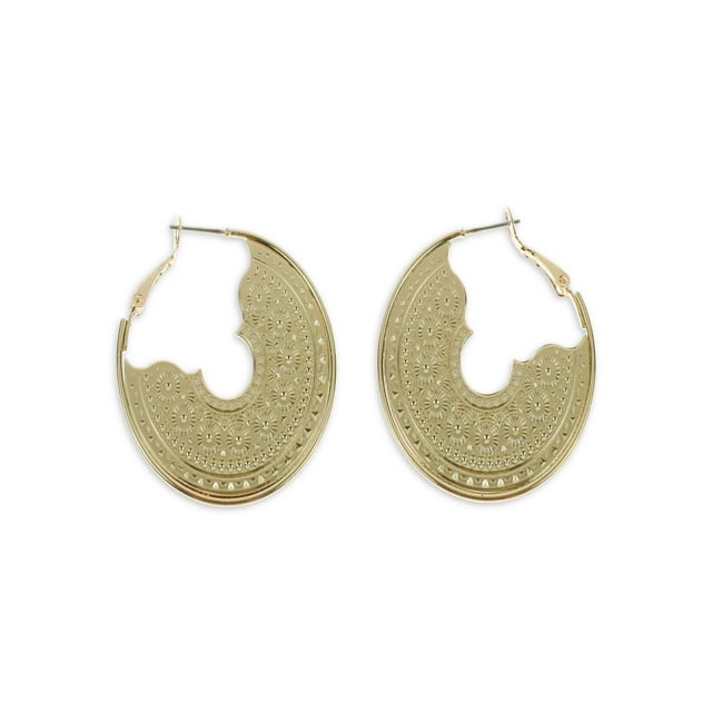 Time and Tru Women's Filigree Hoop Earrings, GoldTone