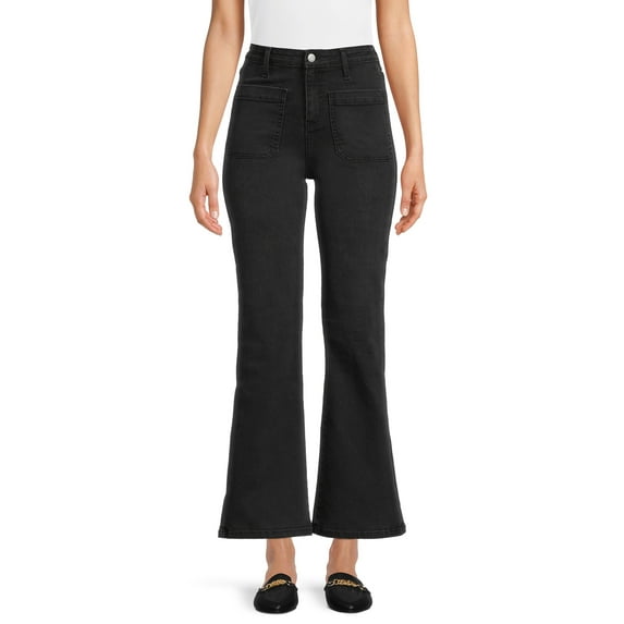 Time and Tru Women's Flare Patch Pocket Jeans