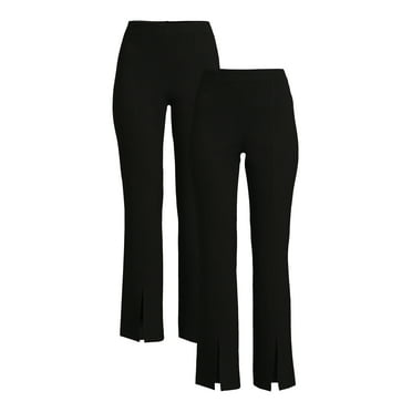 Time and Tru Women's Flare Ponte Pants, 2-Pack, 30" Inseam for Regular, Sizes XS-XXL