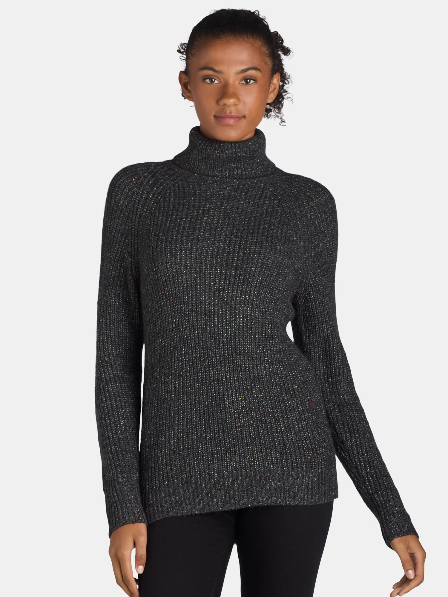 Time and Tru Women's Rib Turtleneck Sweater, Lightweight Time and Tru Women's Rib Turtleneck Sweater, Lightweight