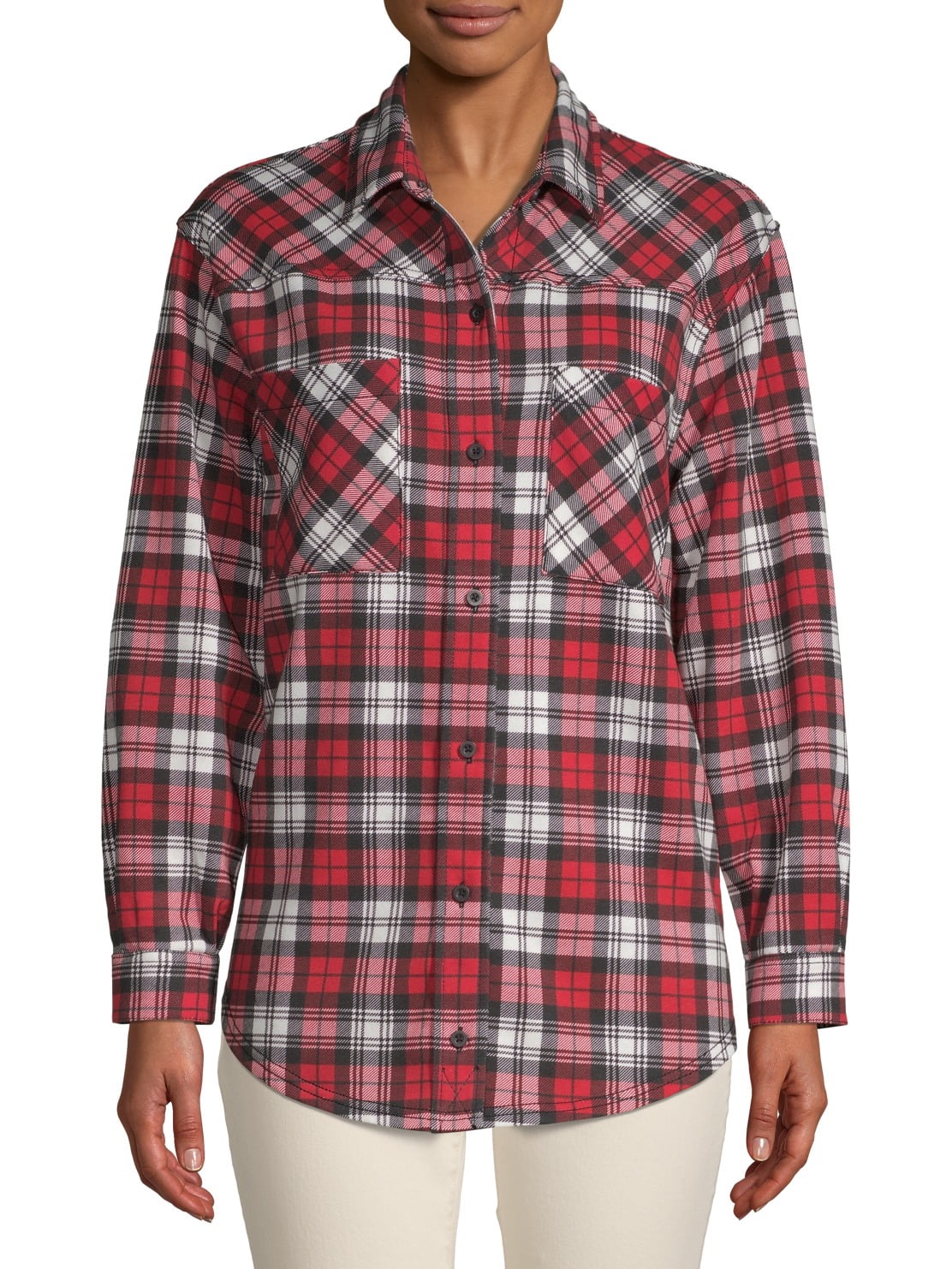Flannel Shirt Time And Tru Women's Fleece Shirt Jacket Time - Main Image