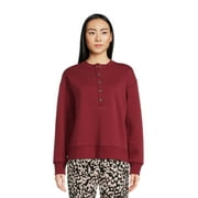 Time and Tru Women's Fleece Henley Pullover Sweatshirt with Long Sleeves, Sizes XS-XXXL