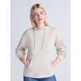 thumbnail image 1 of Time and Tru Women's and Women's Plus Fleece Hoodie with Crochet Long Sleeves, Sizes XS-4X, 1 of 5