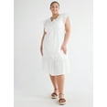thumbnail image 1 of Time and Tru Women's Floral Eyelet Dress with Flutter Sleeves, Sizes XS-4X, 1 of 4