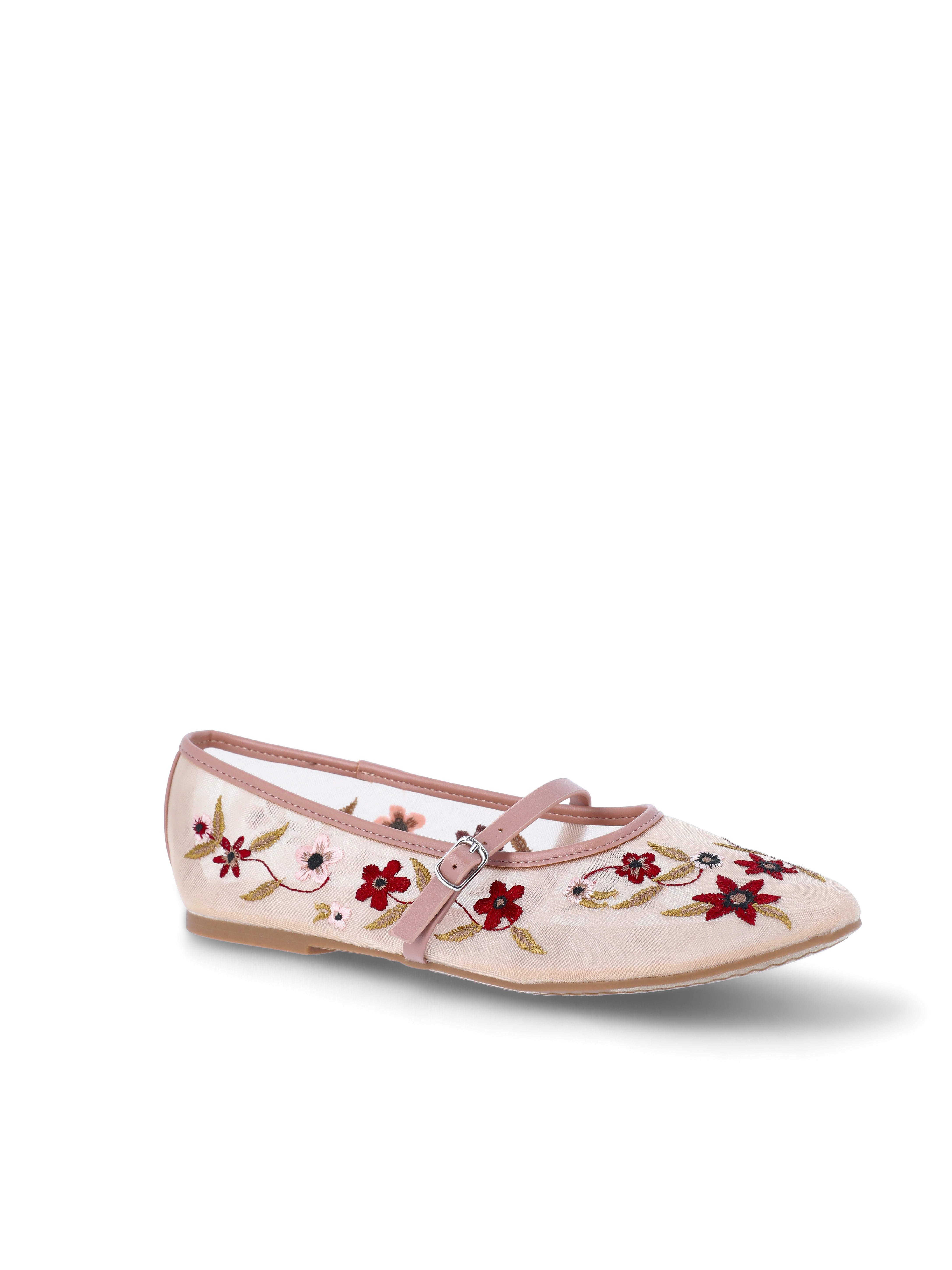Time and Tru Women's Floral Mesh Mary Janes