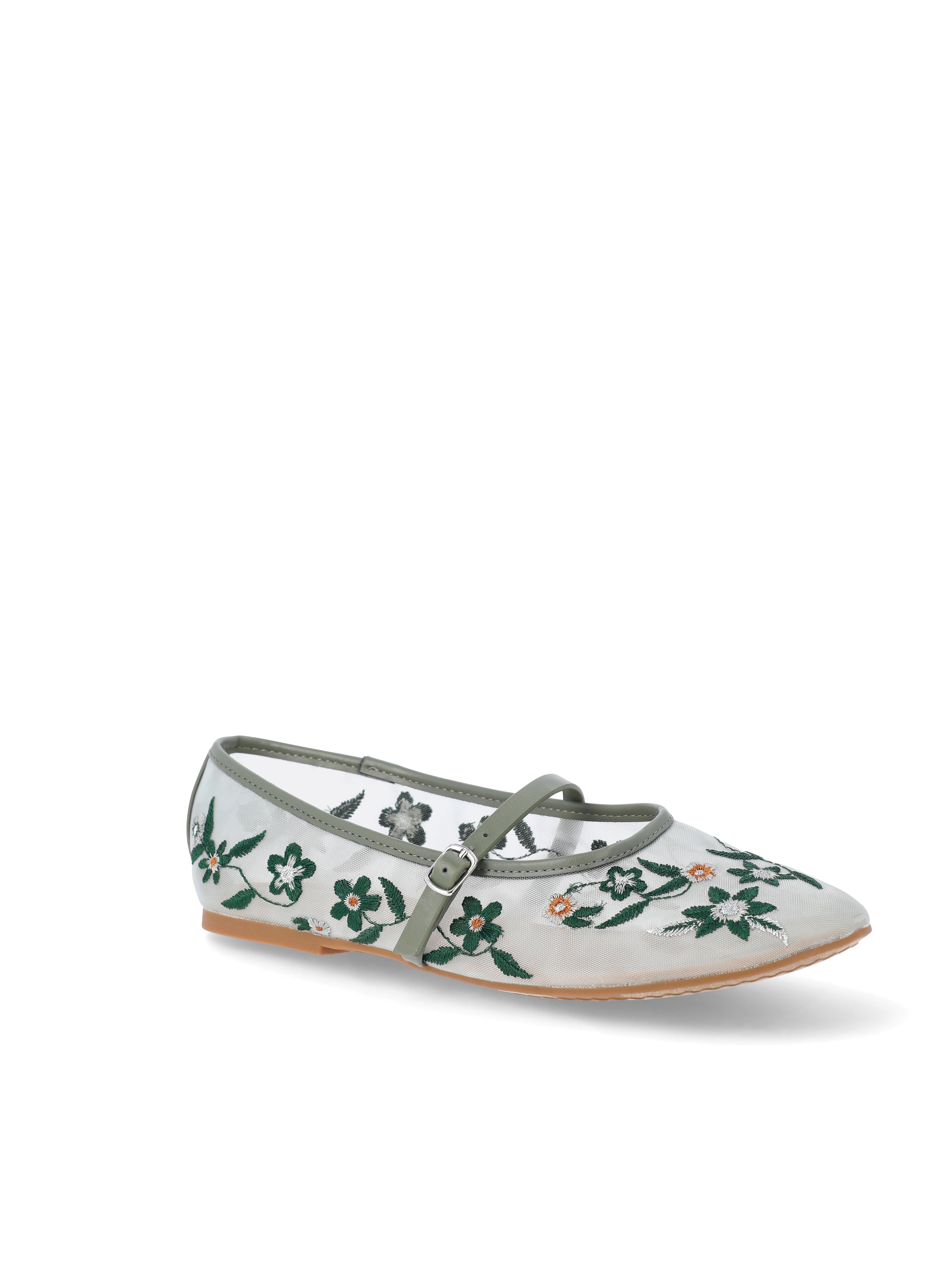 Time and Tru Women's Floral Mesh Mary Janes