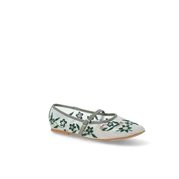Time and Tru Women's Floral Mesh Mary Janes