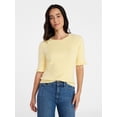 thumbnail image 1 of Time and Tru Women's Ribbed Sweater with Flounce Sleeves, Midweight, Sizes XS-XXXL, 1 of 6
