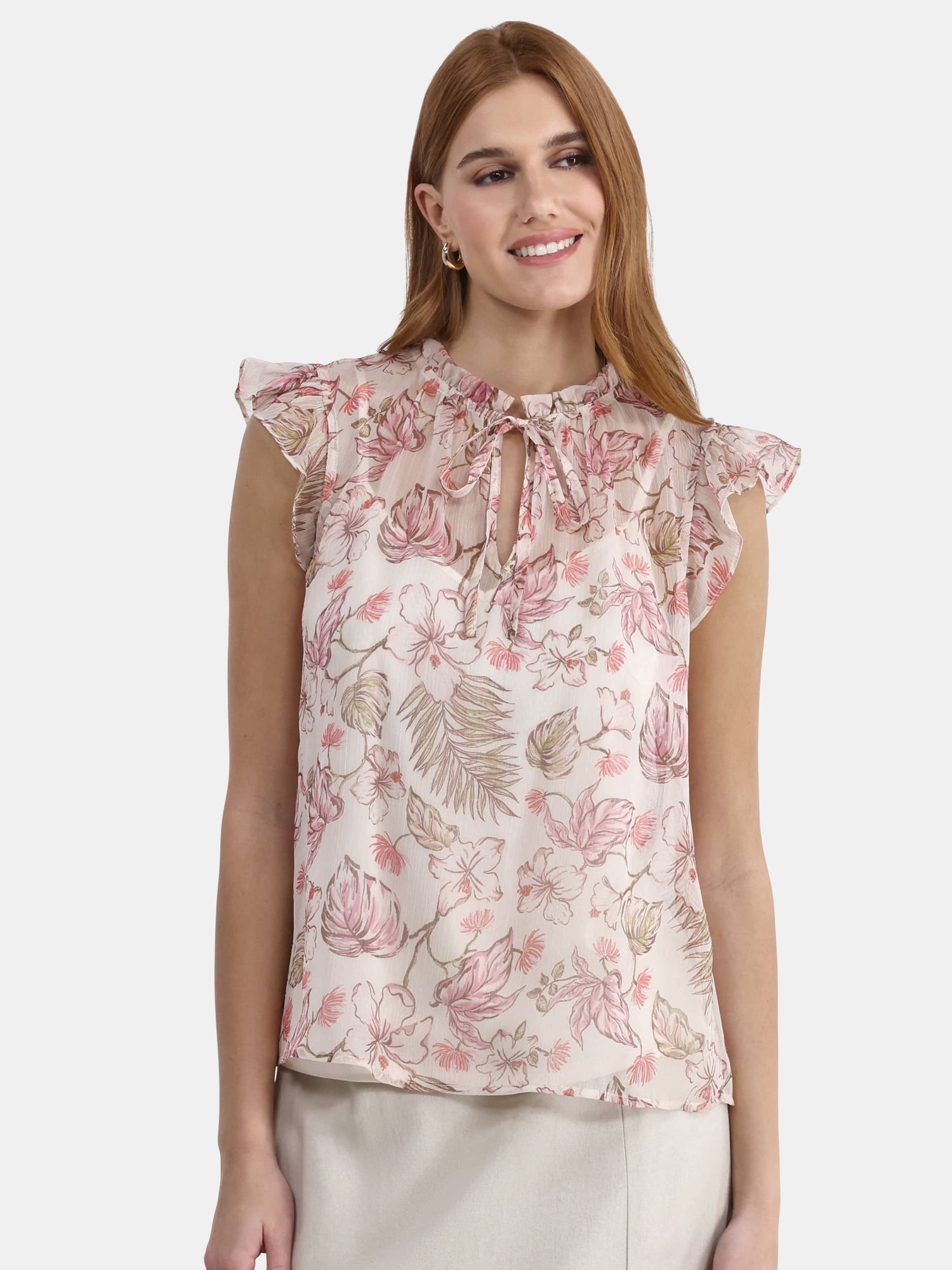 walmart time and tru ruffle sleeve top