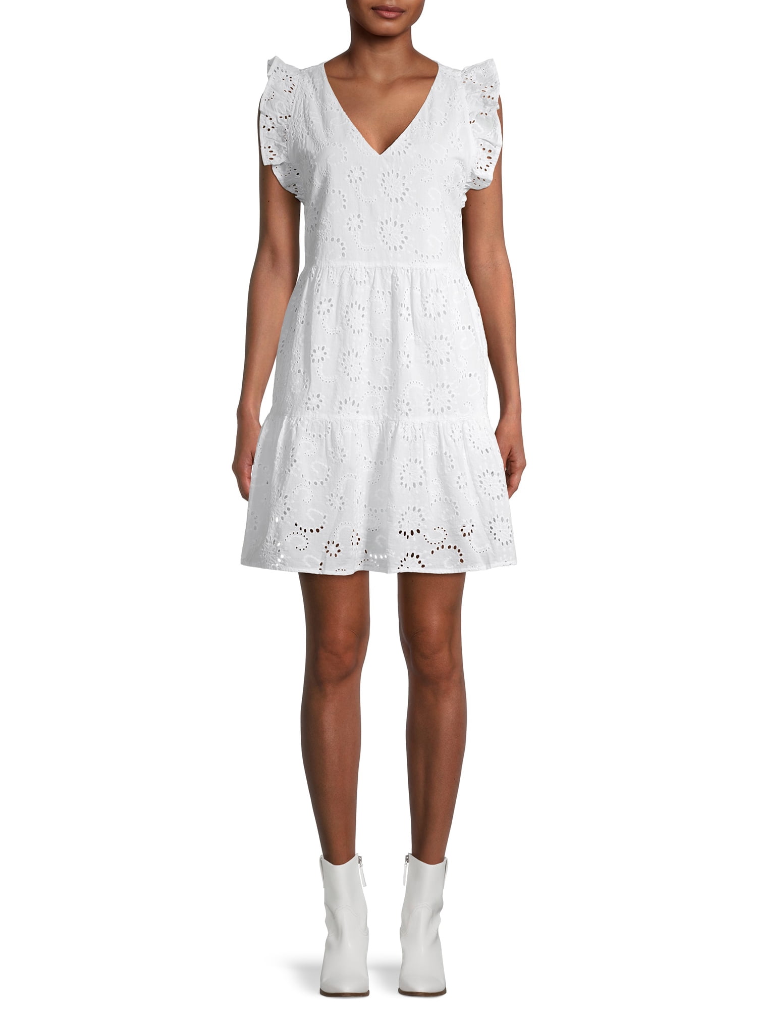 Time and Tru Women's Flutter Sleeve Dress - Walmart.com