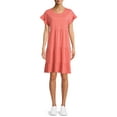 thumbnail image 1 of Time and Tru Women's Flutter Sleeve Knee Length Tiered Dress, 1 of 5