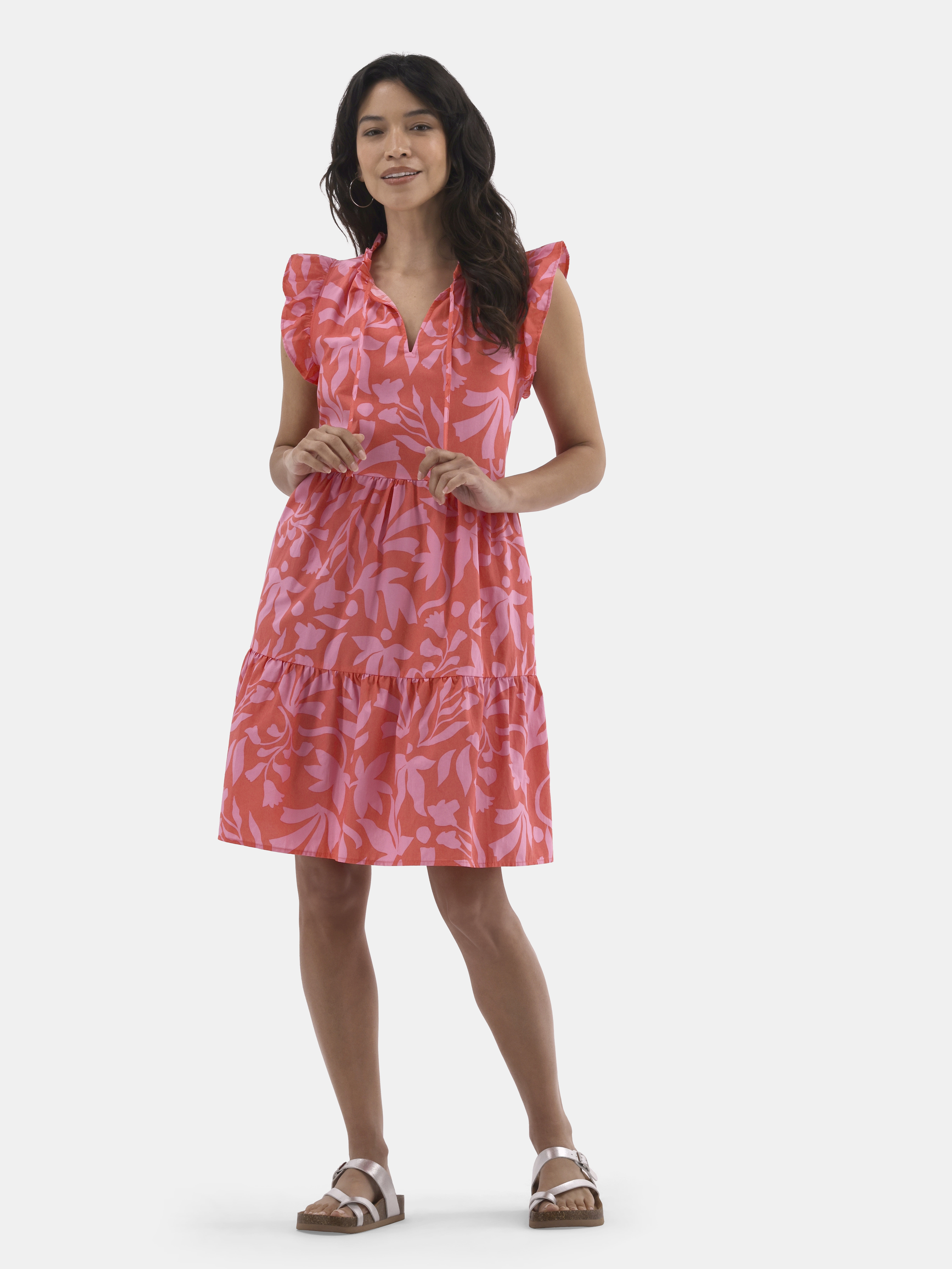 Time and Tru Women's Flutter Sleeve Mini Dress, Sizes XS-XXXL