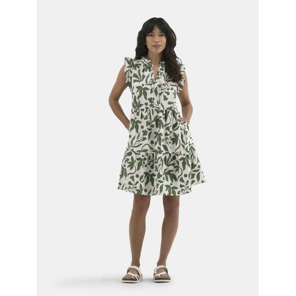 Women's Flutter Sleeve Mini Dress, Sizes XS-XXXL