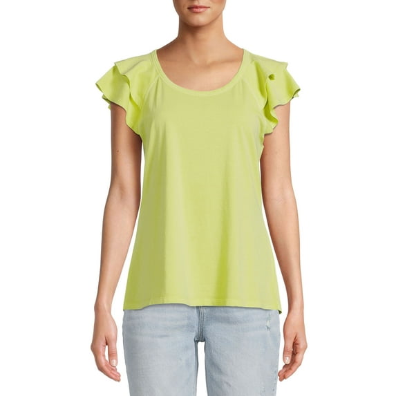 Time and Tru Women's Flutter Sleeve Tank Top