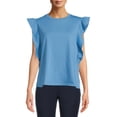 thumbnail image 1 of Time and Tru Women's Flutter Sleeve Top, 1 of 5