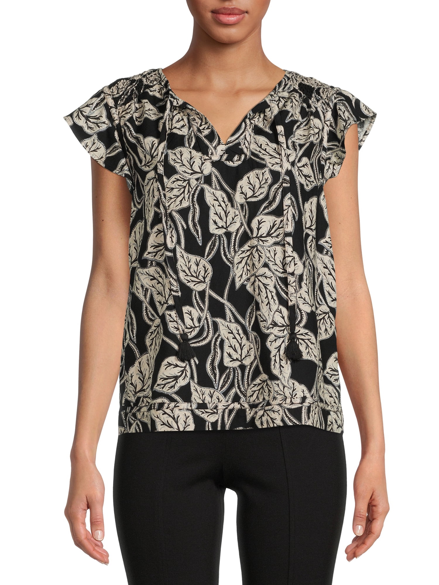 Time and Tru Women's Flutter Sleeve Top