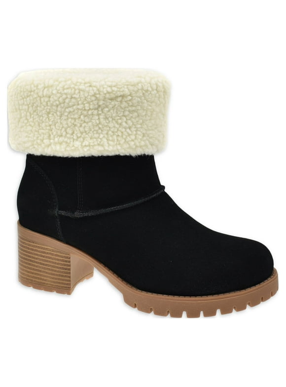 Time and Tru Women's Foldover Heeled Cozy Boots