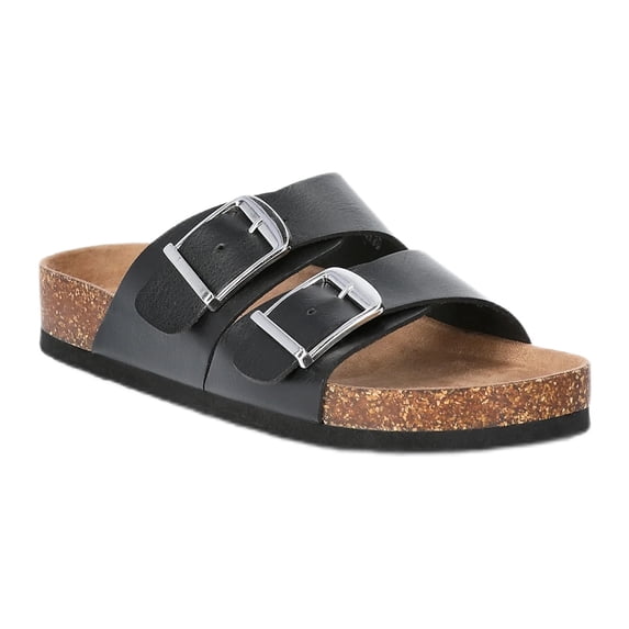 Time and Tru Women's Footbed Slide Sandals, Wide Width Available