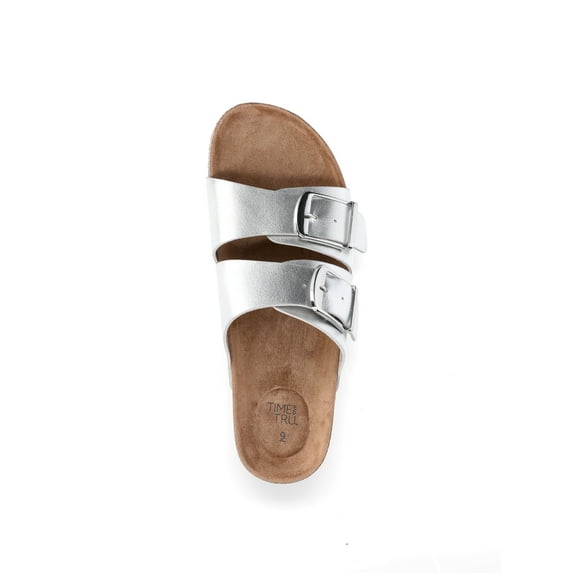 Time and Tru Women's Footbed Slide Sandals, Wide Width Available