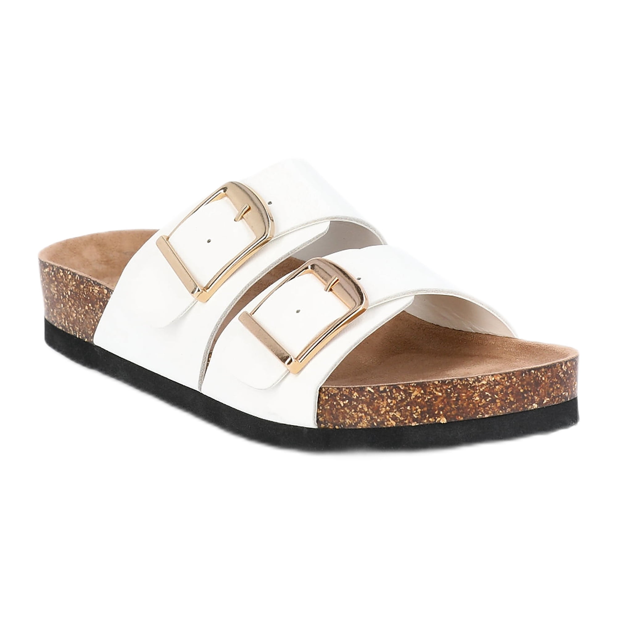 Time and Tru Women's Footbed Slide Sandals, Wide Width, Double