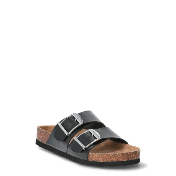 Time and Tru Women's Footbed Slide Sandals, Wide Width Available