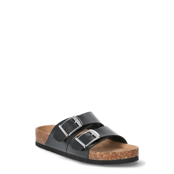 Time and Tru Women's Footbed Slide Sandals, Wide Width Available