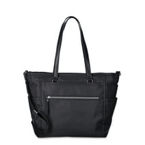 Time and Tru Women's Frankie Nylon Tote Bag, Black
